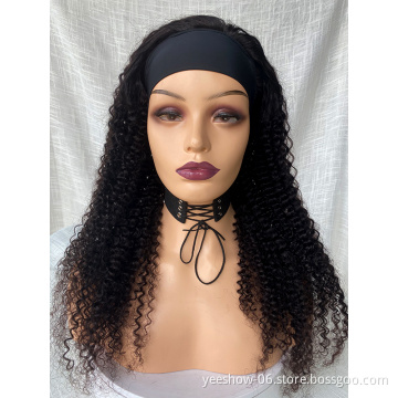 2021 Wholesale headband Brazilian Curly  Human Hair  Afro Kinky Straight  Raw Virgin Hair